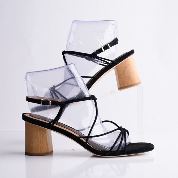 Joie Womens Black Suede Leather Malti Strappy Buckle Heeled Sandals EU 39 US 9 - Picture 2 of 9